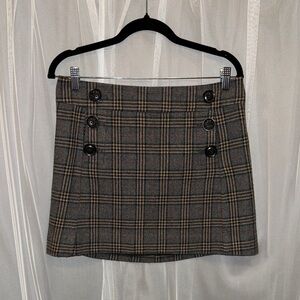GAP Black and Gray Plaid Mini Skirt